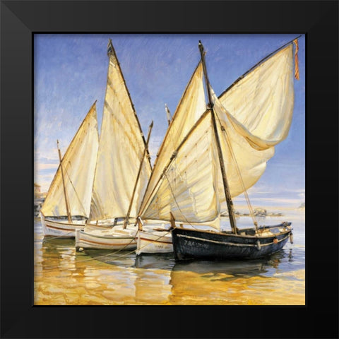 White Sails II Black Modern Wood Framed Art Print by Laporta, Jaume