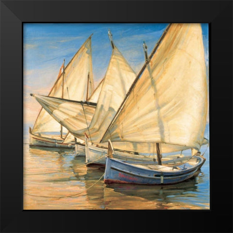 Windward Latin Sails Black Modern Wood Framed Art Print by Laporta, Jaume