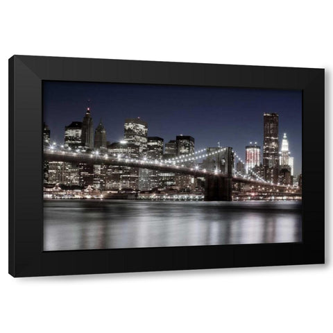 Manhattan Reflections Black Modern Wood Framed Art Print by Llovet, Jorge