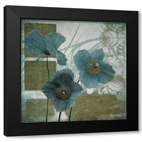 Cerulean Poppies I Black Modern Wood Framed Art Print by Lacie, Robert