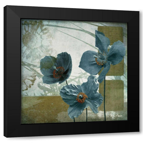 Cerulean Poppies II Black Modern Wood Framed Art Print with Double Matting by Lacie, Robert