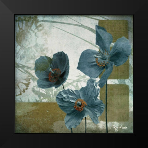 Cerulean Poppies II Black Modern Wood Framed Art Print by Lacie, Robert