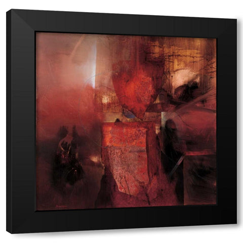 Burning Heart Black Modern Wood Framed Art Print by Minestrini, Fausto