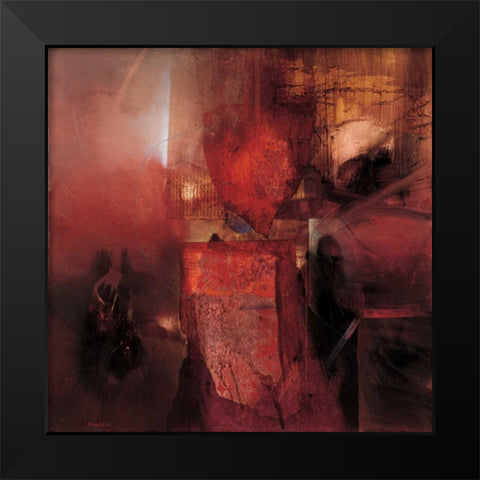Burning Heart Black Modern Wood Framed Art Print by Minestrini, Fausto