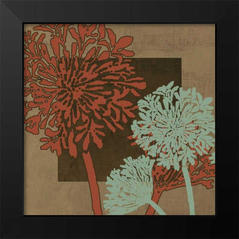 Floral Silhouette in Brown Black Modern Wood Framed Art Print by MK Designs