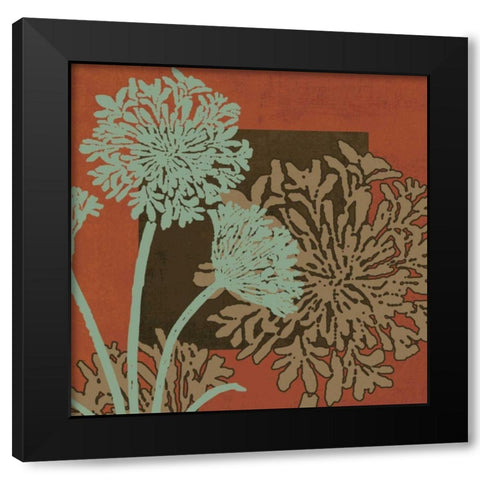 Floral Silhouette in Red Black Modern Wood Framed Art Print by MK Designs