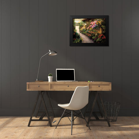 Spring Flower Market Black Modern Wood Framed Art Print by Masdeu, Montserrat