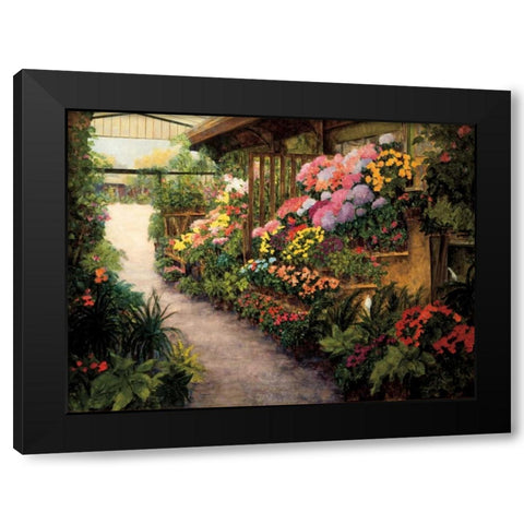 Spring Flower Market Black Modern Wood Framed Art Print by Masdeu, Montserrat