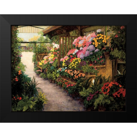 Spring Flower Market Black Modern Wood Framed Art Print by Masdeu, Montserrat