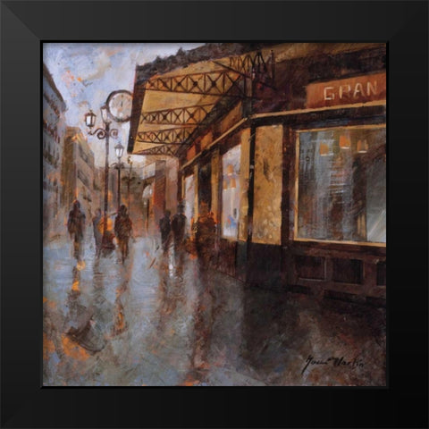 Gran Cafe Black Modern Wood Framed Art Print by Martin, Noemi