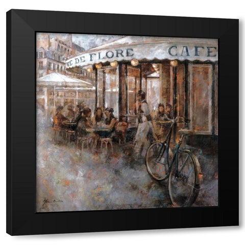 Cafe de Flore Paris Black Modern Wood Framed Art Print with Double Matting by Martin, Noemi