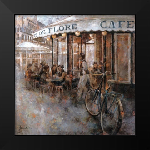 Cafe de Flore Paris Black Modern Wood Framed Art Print by Martin, Noemi