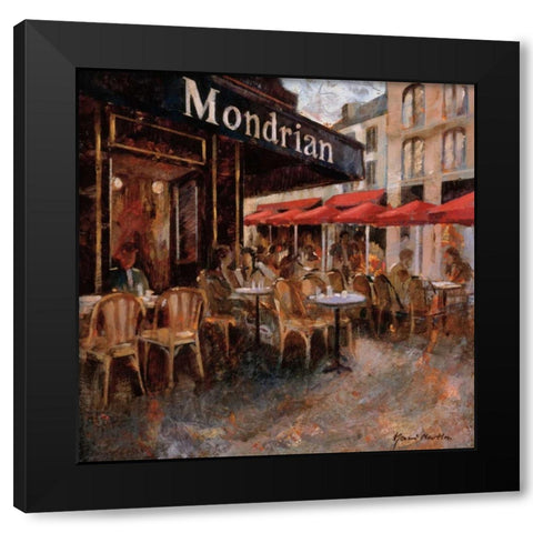 Mondrian Cafe Black Modern Wood Framed Art Print with Double Matting by Martin, Noemi