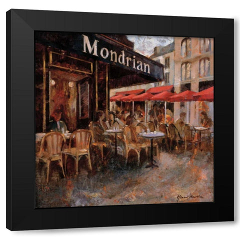Mondrian Cafe Black Modern Wood Framed Art Print with Double Matting by Martin, Noemi