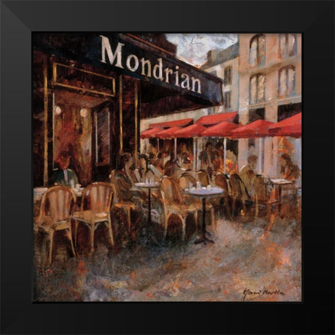 Mondrian Cafe Black Modern Wood Framed Art Print by Martin, Noemi