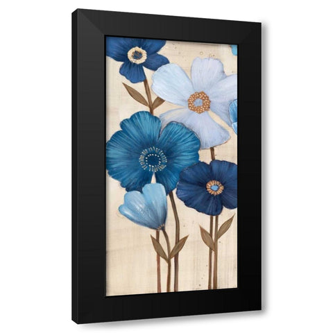 Fleurs Bleues I Black Modern Wood Framed Art Print by MAJA