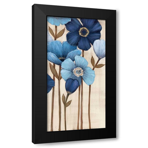 Fleurs Bleues II Black Modern Wood Framed Art Print with Double Matting by MAJA
