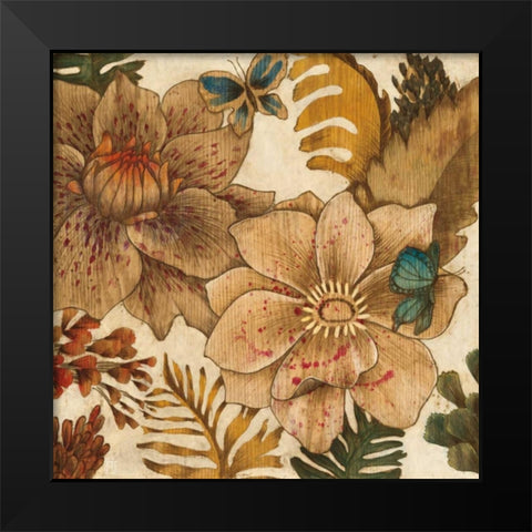 Fleurs De Bois Black Modern Wood Framed Art Print by MAJA