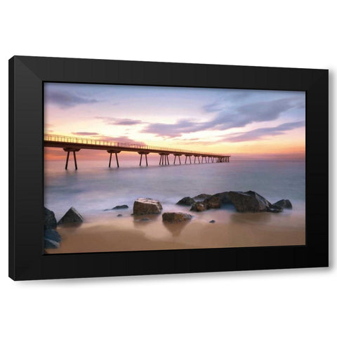 The Pier Black Modern Wood Framed Art Print by Mora, Sergi