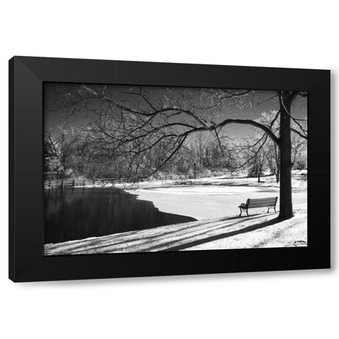 Heritage Pond in Winter Black Modern Wood Framed Art Print with Double Matting by Nagler, Monte