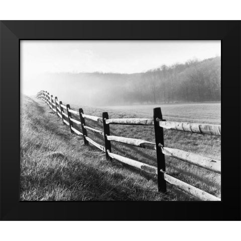 Vanishing Fence Black Modern Wood Framed Art Print by Nagler, Monte
