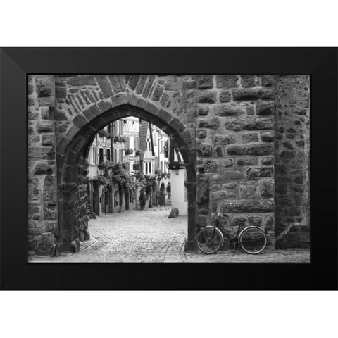 Bicycle of Riquewihr Black Modern Wood Framed Art Print by Nagler, Monte