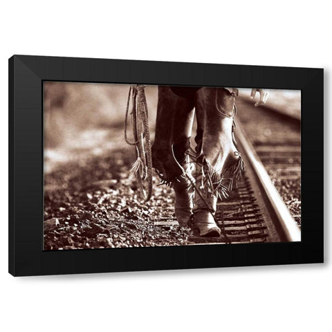 Walking Black Modern Wood Framed Art Print with Double Matting by OMara, James
