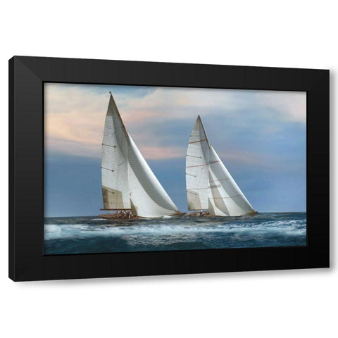 The Chase Black Modern Wood Framed Art Print with Double Matting by Ortega, Xavier