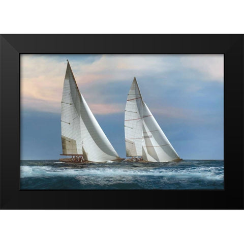 The Chase Black Modern Wood Framed Art Print by Ortega, Xavier