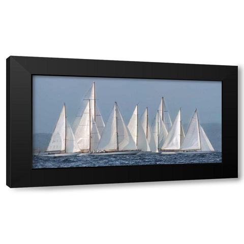 Sailing Team Black Modern Wood Framed Art Print with Double Matting by Ortega, Xavier
