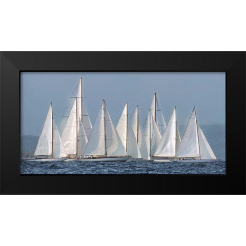 Sailing Team Black Modern Wood Framed Art Print by Ortega, Xavier