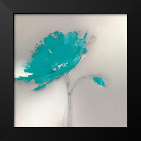 Aqua Platinum Petals I Black Modern Wood Framed Art Print by Prior, J.P.
