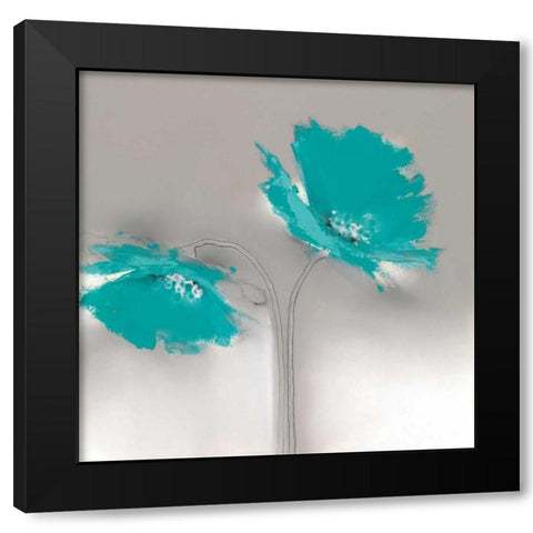 Aqua Platinum Petals II Black Modern Wood Framed Art Print with Double Matting by Prior, J.P.