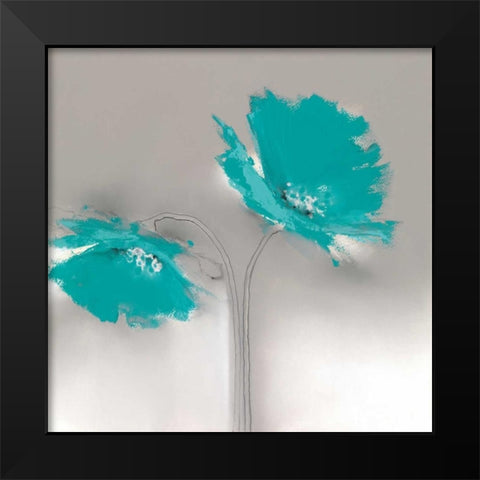 Aqua Platinum Petals II Black Modern Wood Framed Art Print by Prior, J.P.