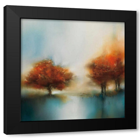 Morning Mist and Maple II Black Modern Wood Framed Art Print with Double Matting by Prior, J.P.