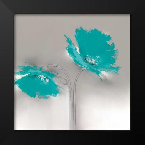 Aqua Platinum Petals II Black Modern Wood Framed Art Print by Prior, J.P.