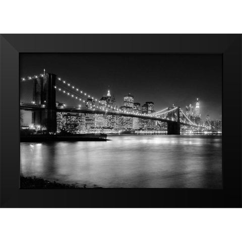 NYC Nights Black Modern Wood Framed Art Print by Papiorek, Nina