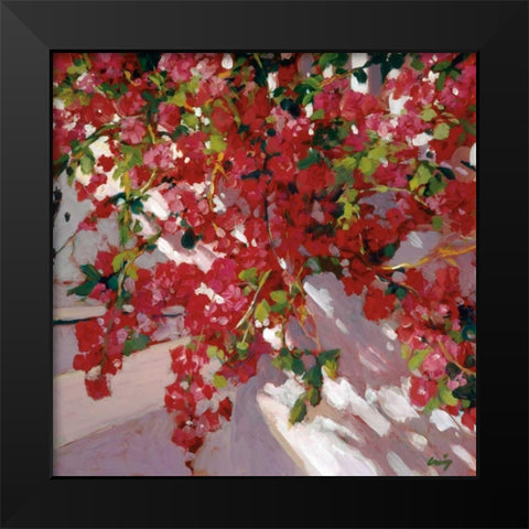 Hanging Flowers Black Modern Wood Framed Art Print by Craig, Philip