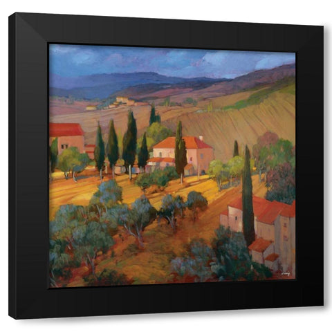 Coral Sunset Tuscany Black Modern Wood Framed Art Print by Craig, Philip