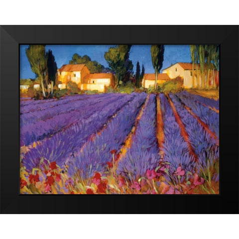 Late Afternoon, Lavender Fields Black Modern Wood Framed Art Print by Craig, Philip