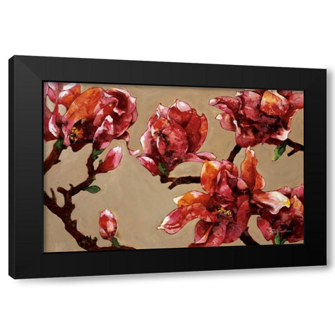 Elegant Magnolia Black Modern Wood Framed Art Print by Kamikura, Joyce