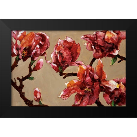 Elegant Magnolia Black Modern Wood Framed Art Print by Kamikura, Joyce