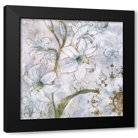 Floral Pearls I Black Modern Wood Framed Art Print by Nocito, James