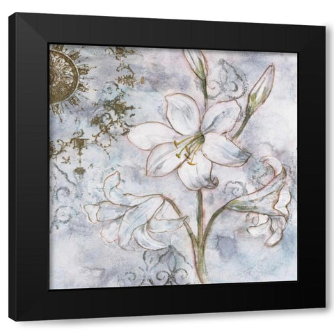 Floral Pearls II Black Modern Wood Framed Art Print with Double Matting by Nocito, James