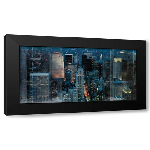 Blue Manhattan Black Modern Wood Framed Art Print by Bailey, Nathan