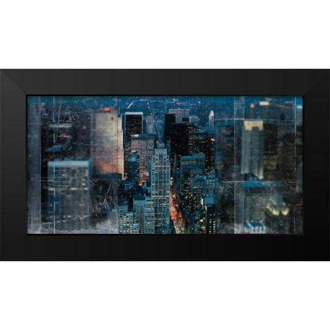 Blue Manhattan Black Modern Wood Framed Art Print by Bailey, Nathan