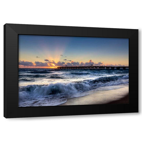 The Wave Black Modern Wood Framed Art Print by Celebrate Life Gallery