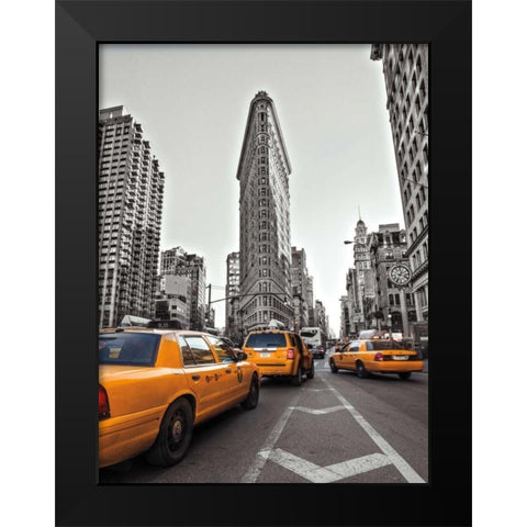 New York Taxis Black Modern Wood Framed Art Print by Frank, Assaf