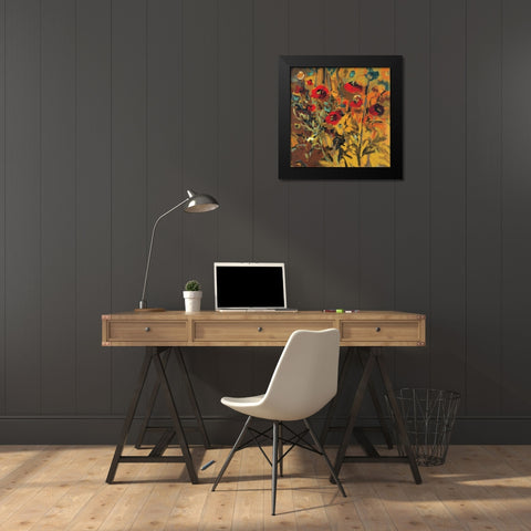 Wild Poppies Black Modern Wood Framed Art Print by Harwood, Jennifer