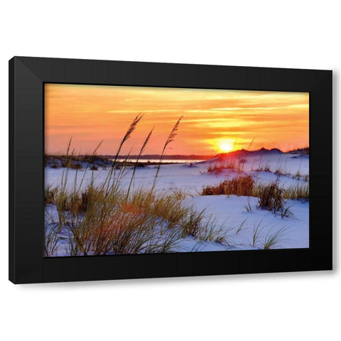 Seashore Sunset Black Modern Wood Framed Art Print by Jones, Mike